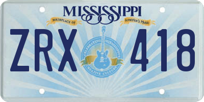 MS license plate ZRX418