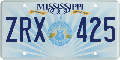 MS license plate ZRX425