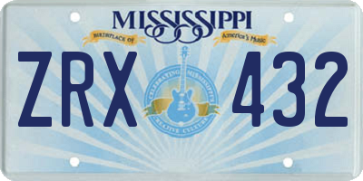 MS license plate ZRX432
