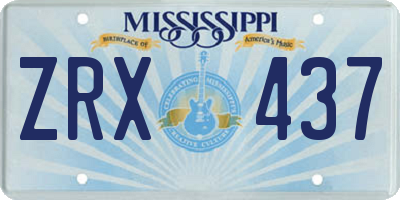 MS license plate ZRX437