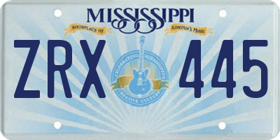 MS license plate ZRX445