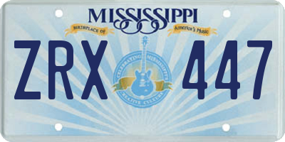 MS license plate ZRX447