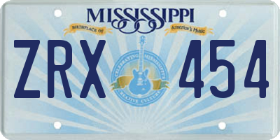 MS license plate ZRX454