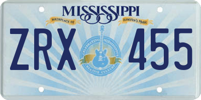 MS license plate ZRX455
