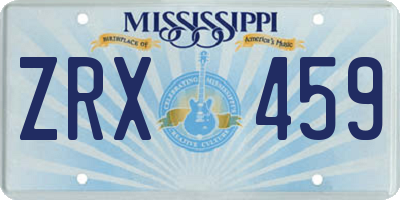 MS license plate ZRX459