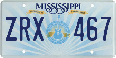 MS license plate ZRX467