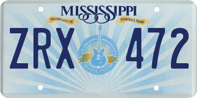 MS license plate ZRX472