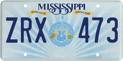 MS license plate ZRX473