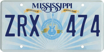 MS license plate ZRX474