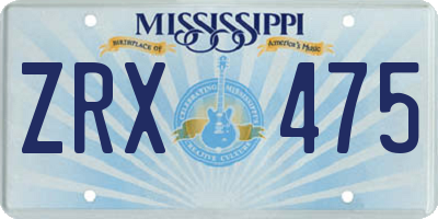 MS license plate ZRX475