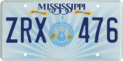 MS license plate ZRX476