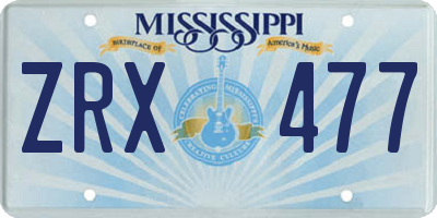 MS license plate ZRX477