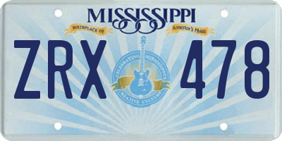 MS license plate ZRX478