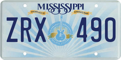 MS license plate ZRX490