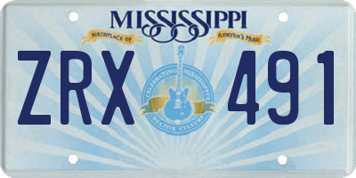 MS license plate ZRX491