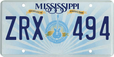 MS license plate ZRX494