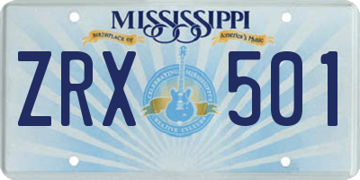 MS license plate ZRX501