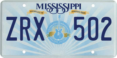 MS license plate ZRX502