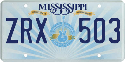 MS license plate ZRX503