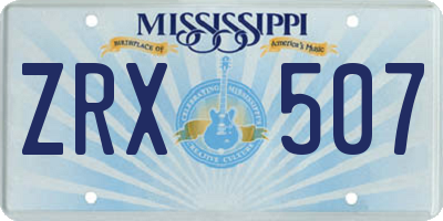 MS license plate ZRX507