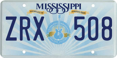 MS license plate ZRX508