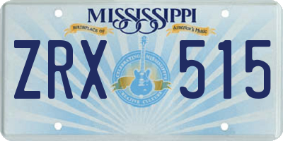 MS license plate ZRX515