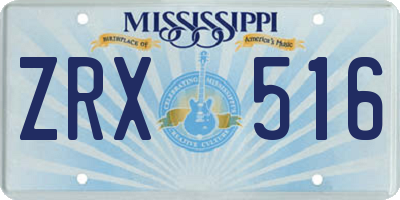 MS license plate ZRX516