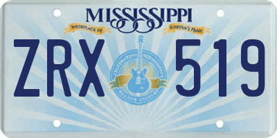 MS license plate ZRX519