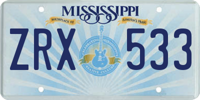 MS license plate ZRX533
