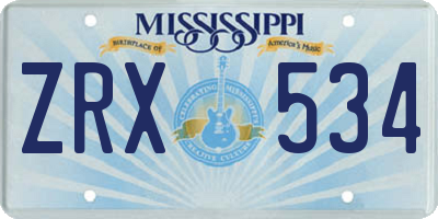 MS license plate ZRX534