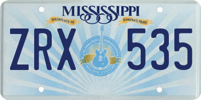MS license plate ZRX535