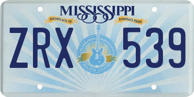 MS license plate ZRX539