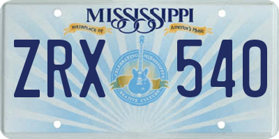MS license plate ZRX540