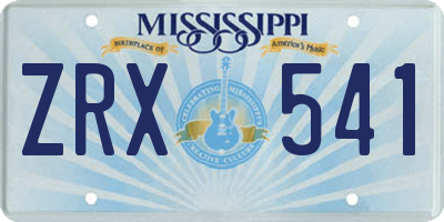 MS license plate ZRX541