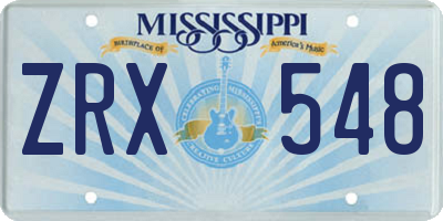 MS license plate ZRX548