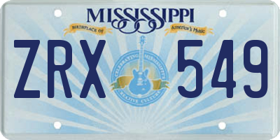 MS license plate ZRX549