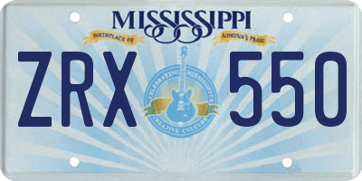 MS license plate ZRX550