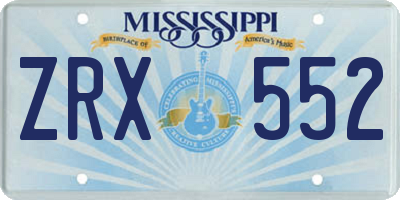 MS license plate ZRX552