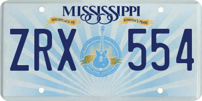 MS license plate ZRX554