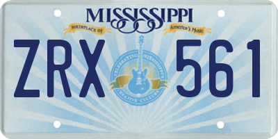 MS license plate ZRX561