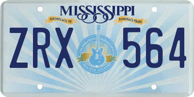 MS license plate ZRX564