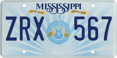 MS license plate ZRX567