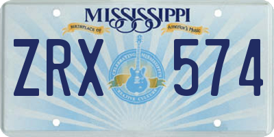 MS license plate ZRX574