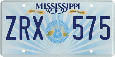 MS license plate ZRX575