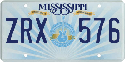MS license plate ZRX576