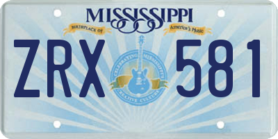 MS license plate ZRX581