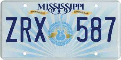 MS license plate ZRX587
