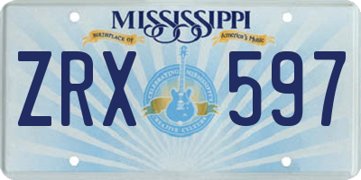 MS license plate ZRX597