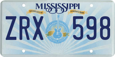 MS license plate ZRX598