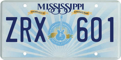 MS license plate ZRX601